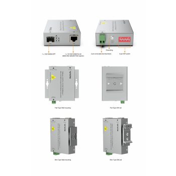   CTS SRC-3002SFP-BT  1 x 100/1000Base-X SFP to 1 x 10/100/1000Base-T RJ-45 with IEEE 802.3af/at/bt PoE Injector Rugged Media Converter