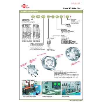 AC Axiális ventilátor, fém impeller
